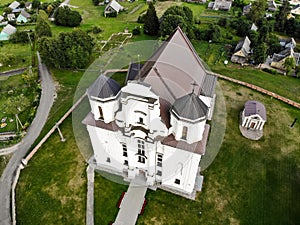 Aerial view of Kraziai church of st Mary of immaculate conception photo