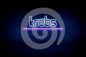 krebs - blue neon announcement signboard