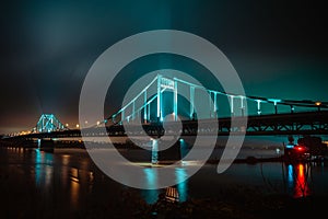 Krefeld-Uerdingen Bridge illuminated at night