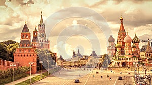 Moscow Kremlin and Cathedral of St. Basil on the Red Square