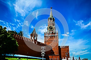 Kremlin chiming clock of the Spasskaya Tower. Moscow, Russia photo