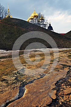 Kremlin in Dmitrov city, Moscow region, Russia. Ancient landmark.