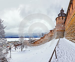 Kremlin Nizhny Novgorod in Russia. Winter.