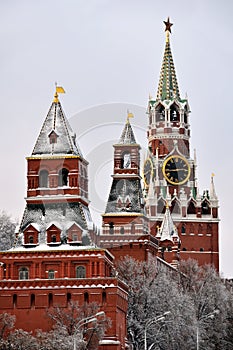 Kremlin Towers Covered Snow - Moscow Kremlin