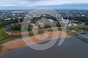 Kremlin of Veliky Novgorod aerial photography. Russia
