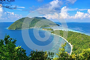 Kri Island viewpoint Raja Ampat, West Papua, Indonesia. View to the neighboring island Mansuar