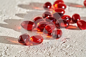 Krill oil pills - healthy nutritional supplement rich in omega 3