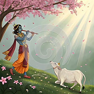 Krishna and the Blooming Spring