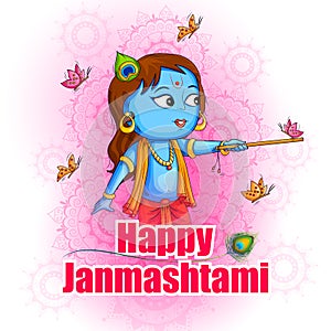 Krishna Janmashtami festival background of India in vector