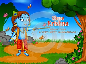 Krishna Janmashtami festival background of India in vector