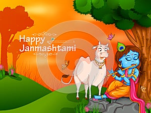 Krishna Janmashtami festival background of India in vector