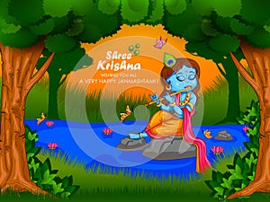 Krishna Janmashtami festival background of India in vector