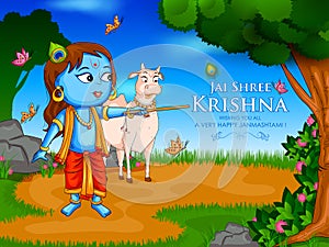 Krishna Janmashtami festival background of India in vector