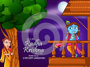 Krishna Janmashtami festival background of India in vector