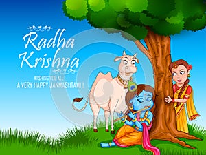 Krishna Janmashtami festival background of India in vector