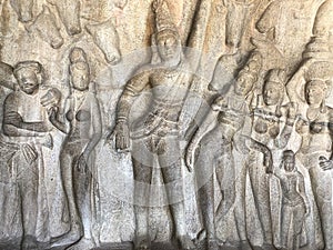 Krishna Mandapam, bas-relief sculptures at Mahabalipuram, Tamil nadu