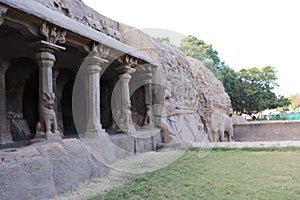 Krishna Mandapam at Mahabalipuram in Tamil Nadu, India