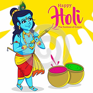 krishna playing hol. holi celebration