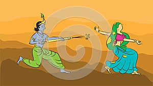 Krishna Playing Holi With Gopi