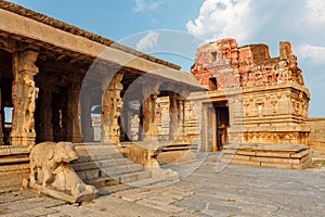 Krishna Temple and gopura tower. Hampi, Karnataka, India