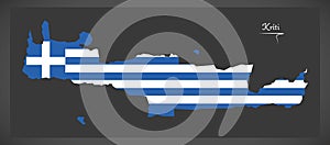 Kriti map of Greece with Greek national flag illustration