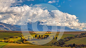 The Krivan hill surrounded by clouds in autumn