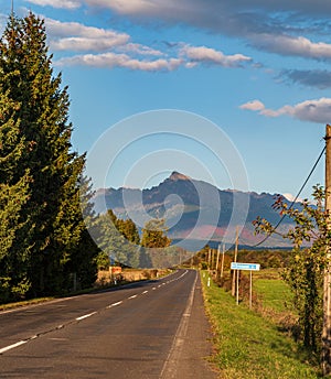 Krivan mountain peak from Cesta slobody road near Pribylina village in Slovakia