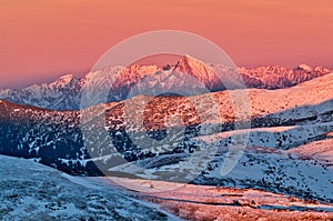 Krivan peak from Mala Chochula peak in Low Tatras mountains