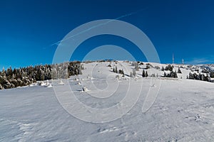 Krizava hill on Martinske hole in winter Mala Fatra mountains in Slovakia