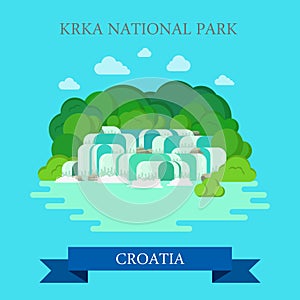 KRKA National Park Croatia flat vector attraction sight landmark