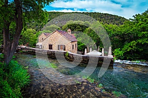 Krka National Park with gurgle brook, cascades, Sibenik, Dalmatia, Croatia