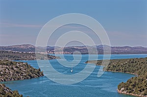 Krka River entering Prokljan Lake