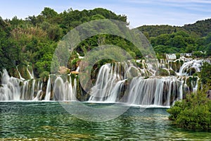 Krka river waterfalls in the Krka National Park, R