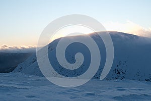 KrkonoÅ¡e giant mountains in czech republic in winter