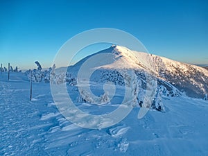 KrkonoÃÂ¡e giant mountains in czech republic in winter photo