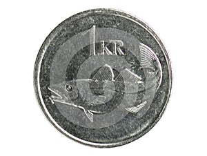 1 Krona Cod coin, 1980~Today - New Krona - Circulation serie, Bank of Iceland. Obverse, 1999 photo