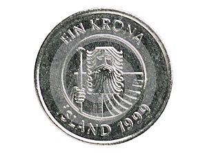 1 Krona Cod coin, 1980~Today - New Krona - Circulation serie, Bank of Iceland. Reverse, 1999 photo