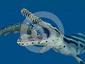 Kronosaurus attacks Rhizodus