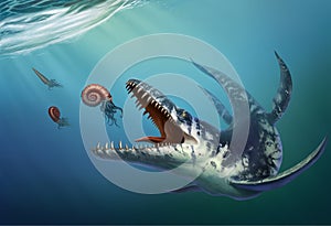 Kronosaurus was a marine reptile that lived in the ocean photo