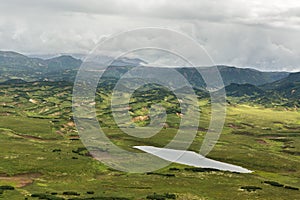 Kronotsky Nature Reserve on Kamchatka Peninsula. View from helicopter. photo