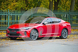 Red KIA stinger car