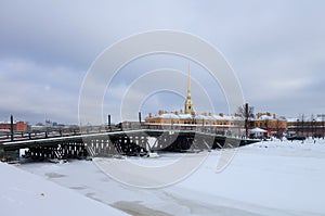 Kronverksky bridge and the Peter and Paul Fortress