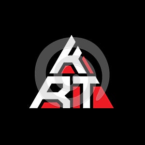 KRT triangle letter logo design with triangle shape. KRT triangle logo design monogram. KRT triangle vector logo template with red
