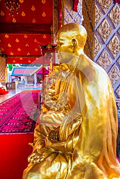 Kruba Srivichai statue at Phrathat Hariphunchai temple