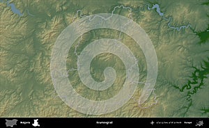 Krumovgrad outlined, Bulgaria. Physical