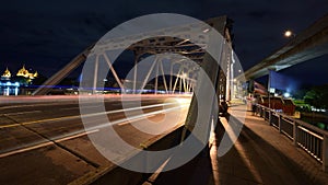 Krungthep Bridge with car montion blurred light