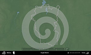 Krupki District outlined, Belarus. Physical