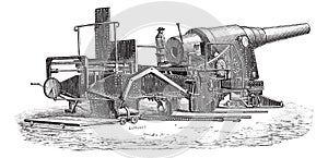 Krupp cannon 72 tonnes vintage engraving