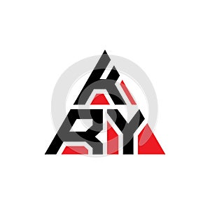 KRY triangle letter logo design with triangle shape. KRY triangle logo design monogram. KRY triangle vector logo template with red