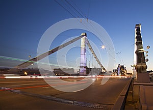 Krymsky Bridge or Crimean Bridge night is a steel suspension bridge in Moscow, Russia.
